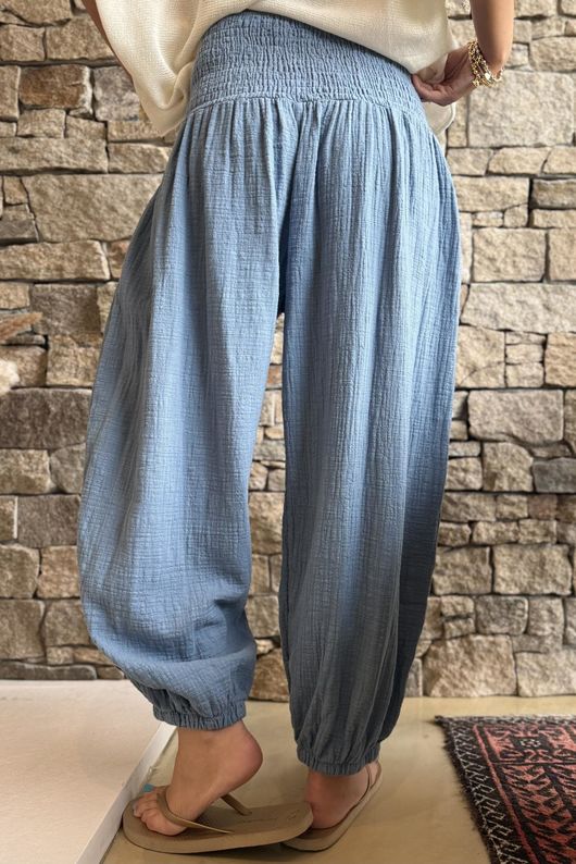 Annie Cushion Cotton Cuff Barrel Pant Denim